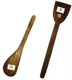 Arman Spoons Wood Roti Spatula For Pan (Pack Of 2)