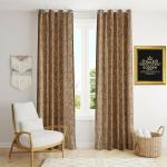Golden Legacy 274.32 cm (9 ft) Polyester Room Darkening Long Door Curtain (Pack Of 2) (Abstract, Brown)