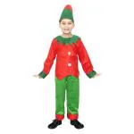 Kaku Fancy Dresses Fairy Tales Elfs Costume -Red & Green, 5-6 Years, For Boys