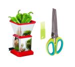 Blue Wonder Stainless Steel Chilly Cutter Cutter With Stainless Steel 5 Blade Scissor Vegetable Herb Scissor and (Multicolour, Pack of 2)