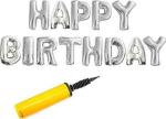 FANEX Solid Happy Birthday Foil Letter Balloon with Pump (Pack of 14)