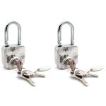 Harrison Padlocks/Square Padlock 60mm 12 Pin with 3 Computerised Keys CX-3000-0557 Pack of 2/ Mild Steel Material/Stainless Steel Finish/Door Lock, Shutter Lock, Godown Lock, gate Lock