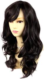 YOFAMA Long Hair Wig Black Synthetic Fiber Women