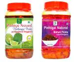 Pothigai Natural Combo Citron / Narthangai Pickle 500g + Mahali Pickle 500g / Pure Home Made Pickle / Made with Wooden Cold Pressed Gingelly Oil / No Preservatives/ 100% Natural ( Pack of 2)