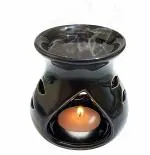 DIVASENSE Ceramic Clay Candle Operated Aroma Burner Oil Diffuser I Aroma Oil Burner Lamp for Home Fragrance (Black)