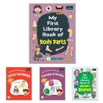 BOOKFORD My First Library Books - Set Of 4 Books - Colors & Shapes, Body Parts, Good Manners, And Nursery Rhymes For Kids