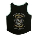 Ruse Black, Blue Static Cotton Pet Clothes Anti Social Pupper Club Printed Striper Full Sleeveless Round Neck Raglan Dog Streetwear T-Shirt For Dogs - M (Doberman)