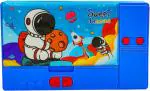 POKSI Space Theme Jumbo Pencil Box|Double sided with 6 Hidden push Button Pockets| Space Theme Art Plastic Pencil Box l Set of 1 Blue