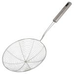 Kuber Industries 49KM041 Silver Multiuse Stainless Steel Deep Fry Jhara Skimmer Puri Strainer with Handle 18 cm