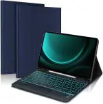 ProElite TouchPad Keyboard case for Samsung Galaxy Tab S9 FE+ 12.4 inch with S Pen Holder, Magnetic Detachable Wireless Bluetooth TouchPad Keyboard Built-in 7-Colors Backlit, Dark Blue
