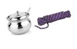 BLUE WONDER Stainless Steel Multipurpose Ghee Pot/Pickle Container with Spoon With 20 Mtr Clothe Rope and (Multicolour, Pack of 2)