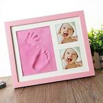 Babies Bloom Wall Mount Wood Baby Clay Handprint and Footprint Photo Frame