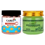 Caret Organic Vitamin C Glow Scrub (100g) AND Neem, Tulsi & Aloevera Gel (100g)- Pack of 2