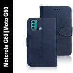 Tingtong Premium Leather Back Cover for Motorola G60,Moto G60 Wallet Case Flip Cover | Pockets & Built in Stand | Designer Finish | Magnet Closure | (Blue)