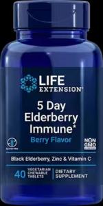 Life Extension 5 Day Elderberry Immune* (Berry Flavor) 40 vegetarian chewable tablets