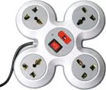 Sanhan Comfortnetic Extension Board Power Strip 4 Socket with Switch Button & Fuse 4 Socket Extension Boards (White, Grey, 3.75 m)
