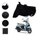 Riderscart Waterproof Two Wheeler Body Cover with Storage Bag for Yamaha Fascino 125 FI (Black)