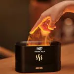 PRIME PICK Humidifier, Aroma Diffuser, Atmosphere Light, Flame, Adjustable Brightness,Easy Care, Pollen Prevention, Prevents Drying, Atmosphere, Office, Bedroom, Children's Room, (Black)