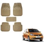 Oshotto Anti Skid Rubber Car Tray Foot Mat Compatible with Tata Tiago (Set of 5, Beige)