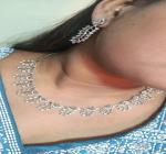 VAMIKA UNIQUE CREATIONS Jewellery gold Artificial Stone Studded Necklace colour white Jewellery set with 1 Pair of Earring-b4