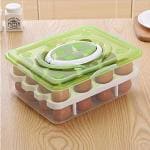 skofri Green Plastic Grid Egg Storage Box With Lid