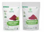 NISARG ORGANIC FARM Combo of Beet Root and Hibiscus Powder I Natural and Organic I Traditional Method Made I Suitable for Skin, Hair, Face, Health, and Hibiscus Tea I Immunity Booster - 200g x 2 Pack