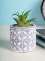 Market 99 Grey Mini Decorative Faux Succulent Plant with Pot Holder Stand