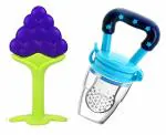 CHILDCHIC Combo of Baby Silicone Food Nibbler for Fruit Food Feeder & Fruit Teether, Pacifier Nibbler for 6 to 12 Months Baby Multicolor 8