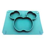 Amour Silicone Grip Self Feeding Dish, Suction Plate, Baby Toddler Plate (Green)