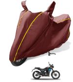 MOCKHE Waterproof Bike Cover Compatible with RE Scram 411, Coated, Mirror Pocket, Belt Buckle Maroon