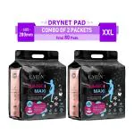 Cailin Care 100% Dry Feel Sanitary Pads for Day and Night Protection (Total 80 Pads | XXL | 280mm)