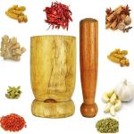 King International Brown Wood Mortar Pestle (Pack of 2)
