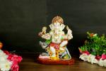 Handcrafted Multicolor Ganesh Statue Sitting on Mouse Statue Made by Resin