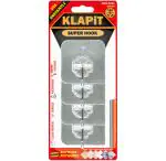 KLAPiT Super Hook, Heavy-duty Wall adhesive hook, Holds 5Kg Weight, - Silver 4pc