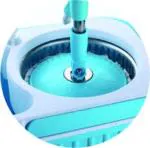 Ganesh Rapid Steel Spin Mop, Rectangular Plastic Bucket Floor Cleaning Mop with Bucket, Easy in-Built Wheels & Big Bucket, Pocha for Floor Cleaning, Mopping Set (Blue, Set of 2 Microfiber Refills)