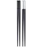 Hichaki 2 Pairs Fancy Stylish Reusable Fiber Glass Chopsticks Dishwasher, Lightweight Safe Japanese Style Non-Slip Chop Sticks (Black & White)