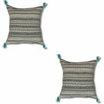 Ejaz Trading co Grey And White Cotton Cushion Covers (50x50 cm) (Pack Of 2)