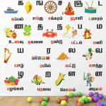 StickMe Multicolor Vinyl Tamil Uyirmei Eluthukkal Vowels Alphabets Letters Baby Kinder Garden Wall Sticker