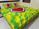 QADRI IMPEX Multicolor Jaipuri Prints Cotton King Bedsheet with Pillow Cover 265 x 235 cm