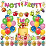Zyozique Twotti Frutti Birthday Decorations Set,Twotti Frutti Banner Watermelon Banner 2nd Birthday Cake Topper Summer Fruit Balloons for Fruit Themed Party,Second Birthday Party Supplies(Pack of 38)