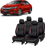 AUTO-SAFE Black, Red PU Leather Car Seat Cover for Honda City