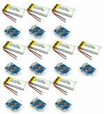 InventoSales 10Pcs 3.7V 450mAh 40x20x6mm Li-ion Lithium-ion Rechargeable Battery with 5V Step-Up Power Booster Module