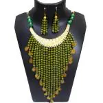 JAYA VISION ENTERPRISES Green Color Wooden & Metal Beads Choker Necklace