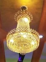 SHRI MAHAL ANTIQUES Round LED Incandescent Crystal Big size Jhhomar for Living Room Bed Room Hall Restaurant Hotel