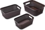 Nabhya Black Plastic Storage Basket Box Organizer (Pack of 3)