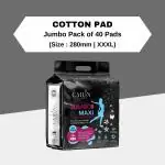 Cailin Care Heavy Flow Cottony Sanitary Pads Sanitary Napkins (Total 40 Pads| XXL| 280mm)