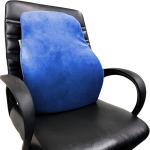 Sleepsia Memory Foam Lumbar Support - Back Support Seat Cushion for Office Chair & Car, Upper, Middle and Lower Back Pain Relief Pillow (Velvet, Blue)