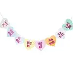 Festiko Conversation Candy Hearts Banner, Eight Valentines Day Heart Sayings Garland Decorations, Six Feet Long