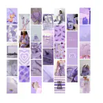 Kitty Cat - purple Aesthetic Wall Collage Kit for Room Decor | Set of 30 Aesthetic Posters | 300 GSM Water Resistant Paper | Size 4x6 Inch | Unframed | Comes With Double Sided Tape