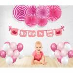 Untumble Pink Half Birthday Paper Fan Decor Pack (Pack of 47)